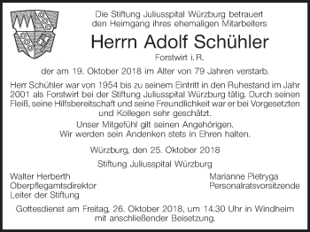 Anzeige von Adolf Schühler von MGO