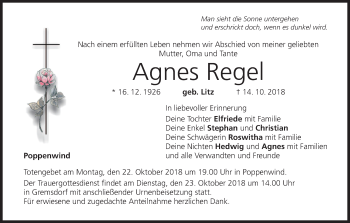 Anzeige von Agnes Regel von MGO