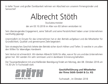 Anzeige von Albrecht Stöth von MGO