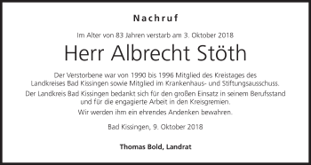 Anzeige von Albrecht Stöth von MGO