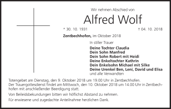 Anzeige von Alfred Wolf von MGO