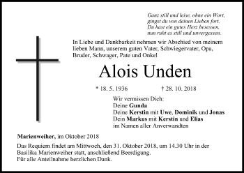 Anzeige von Alois Unden von MGO