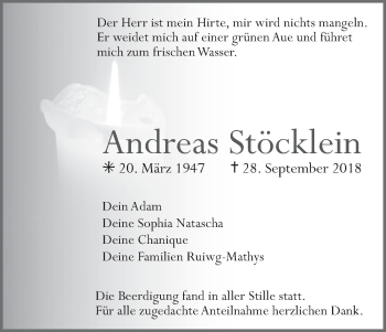 Anzeige von Andreas Stöcklein von MGO