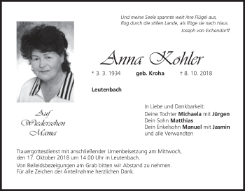 Anzeige von Anna Kohler von MGO