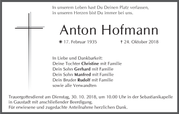 Anzeige von Anton Hofmann von MGO