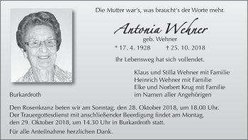 Anzeige von Antonia Wehner von MGO