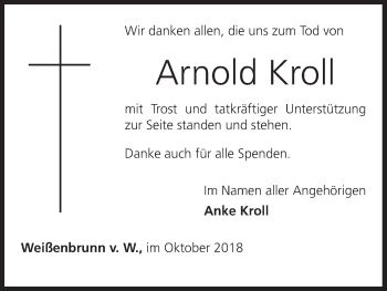 Anzeige von Arnold Kroll von MGO