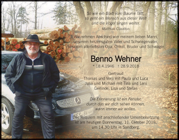 Anzeige von Benno Wehner von MGO