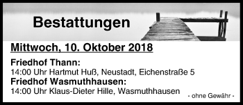 Anzeige von Bestattungen vom 10.10.2018 von MGO