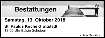 Anzeige von Bestattungen vom 13.10.2018 von MGO