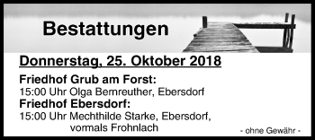 Anzeige von Bestattungen vom 25.10.2018 von MGO