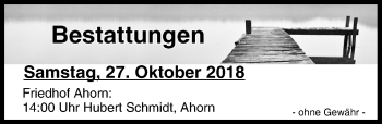 Anzeige von Bestattungen vom 27.10.2018 von MGO