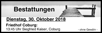 Anzeige von Bestattungen vom 30.10.2018 von MGO