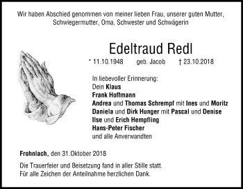Anzeige von Edeltraud Redl von MGO