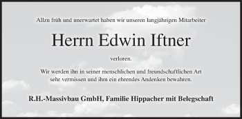 Anzeige von Edwin Iftner von MGO