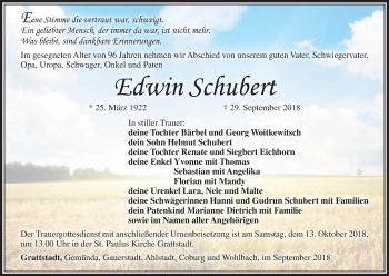 Anzeige von Edwin Schubert von MGO