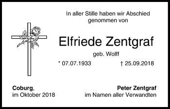 Anzeige von Elfriede Zentgraf von MGO
