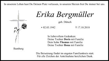 Anzeige von Erika Bergmüller von MGO