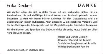 Anzeige von Erika Deckert von MGO