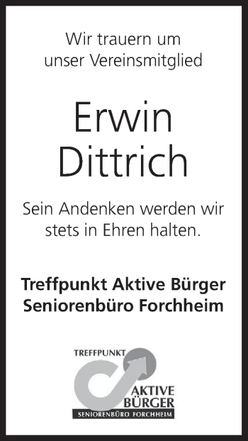 Anzeige von Erwin Dittrich von MGO