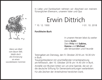 Anzeige von Erwin Dittrich von MGO