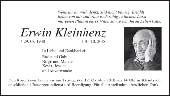 Anzeige von Erwin Kleinhenz von MGO