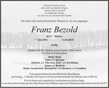 Anzeige von Franz Bezold von MGO