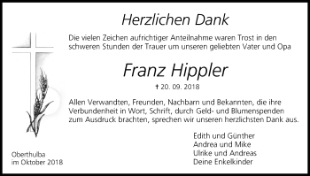 Anzeige von Franz Hippler von MGO