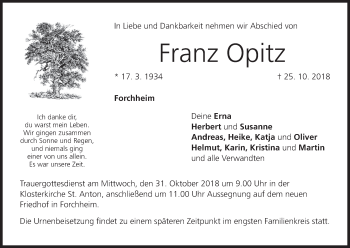 Anzeige von Franz Opitz von MGO