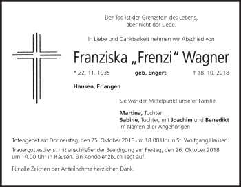 Anzeige von Franziska Wagner von MGO