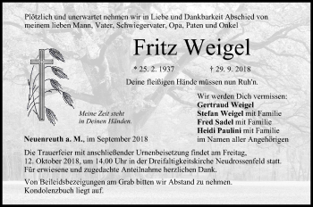 Anzeige von Fritz Weigel von MGO