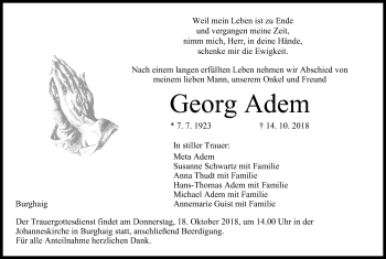 Anzeige von Georg Adem von MGO
