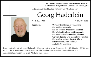 Anzeige von Georg Haderlein von MGO