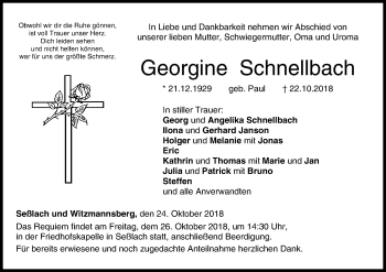Anzeige von Georgine Schnellbach von MGO