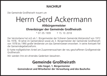 Anzeige von Gerd Ackermann von MGO
