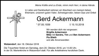 Anzeige von Gerd Ackermann von MGO
