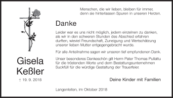 Anzeige von Gisela Keßler von MGO