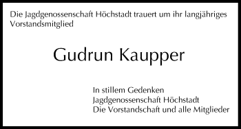 Anzeige von Gudrun Kaupper von MGO