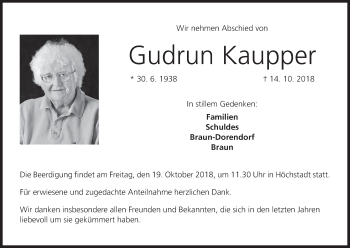 Anzeige von Gudrun Kaupper von MGO