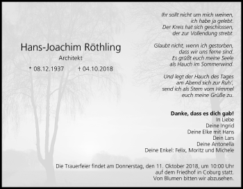 Anzeige von Hans-Joachim Röthling von MGO