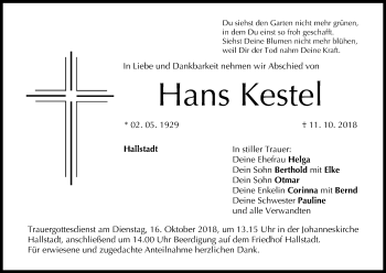 Anzeige von Hans Kestel von MGO