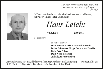 Anzeige von Hans Leicht von MGO