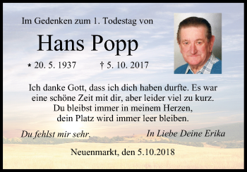 Anzeige von Hans Popp von MGO