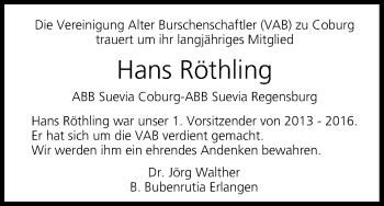 Anzeige von Hans Röthling von MGO