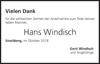 Anzeige von Hans Windisch von MGO