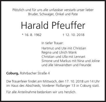 Anzeige von Harald Pfeuffer von MGO