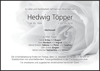 Anzeige von Hedwig Töpper von MGO