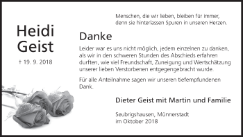 Anzeige von Heidi Geist von MGO