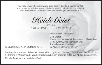 Anzeige von Heidi Geist von MGO
