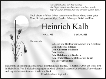 Anzeige von Heinrich Kalb von MGO